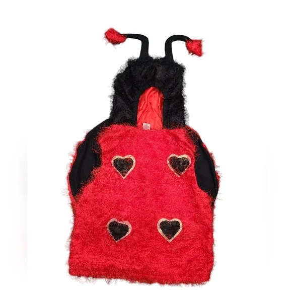 LADYBUG costume fuzzy hooded vest kids L