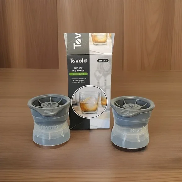 Tovolo Sphere Ice Molds Silicone Polypropylene Clear Gray Whiskey Drinks Bar NEW