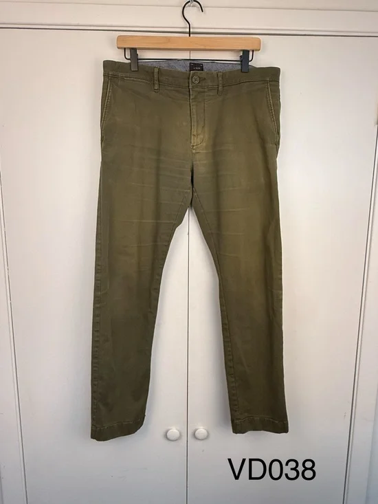 J.Crew 484 Slim Fit Stretch Chino Pants Olive Green 33x30