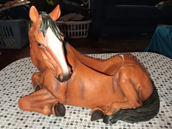 Sculpted Brown Horse Wine Bottle Holder Resin