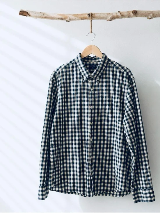J.crew Men's Checked Flex Washed  Button-Down Shirt - Navy & cream