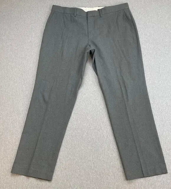 J Crew‎ Pants Mens 36 x 30 Gray 100% cotton Flat Front Thompson Tapered