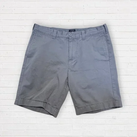 J CREW Factory Mens Gramercy Light Gray Chino Classic Shorts 34