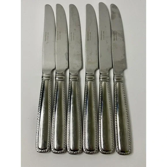 Reed & Barton BARRETT Rope Feathered Edge Glossy Dinner Knives 9 3/4
