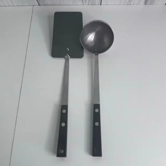Vintage Household Set of 2 Stainless Steel Ladle and Turner USA Made Utensil
