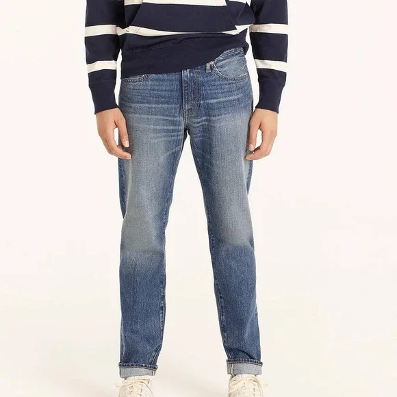 J. Crew 484 Slim-Fit High Rise Denim Straight Jeans Blue Men's Size 33 x 32