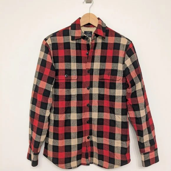 J. Crew Red and Black Checkered Outerwear