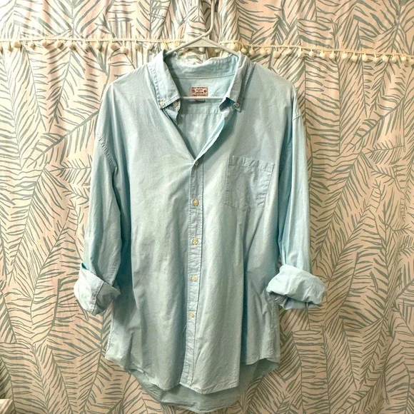 Tailored by JCrew Lightweight Blue Mint Button Up