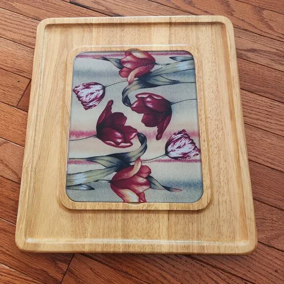 Wood Charcuterie Board with Glass Cutting Board