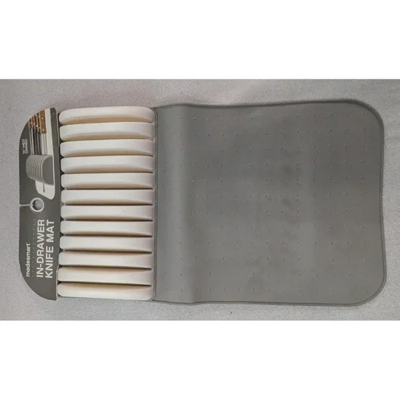 Madesmart In-Drawer Knife Mat Kitchen Organizer 11 Slot Gray White NEW Storage