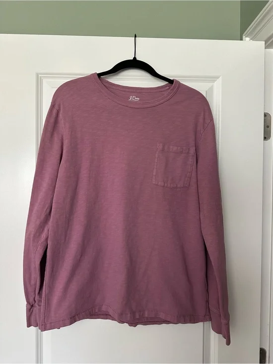 J.Crew Garment-Dyed Slub Cotton Long Sleeve Pocket T-Shirt Men’s L Mauve