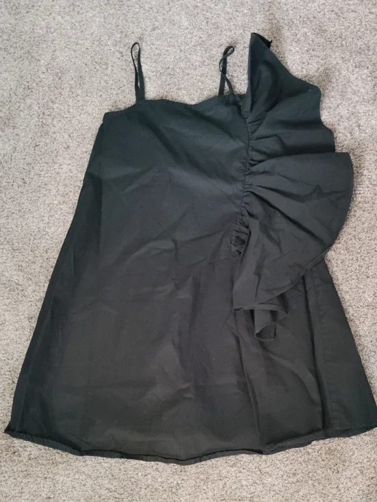 ONCE Girls One-Shoulder Black Ruffle Party Dress