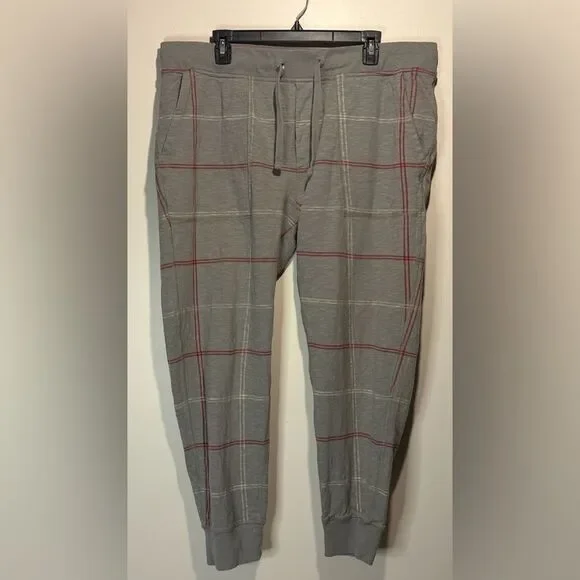 J.Crew- Knit Goods Men’s Grey Red Striped Pajama Pants Drawstring- Size XL