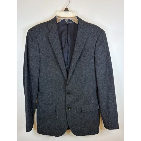 J CREW Ludlow Moon Blazer Men 36R English Wool Tweed Charcoal Gray Career Preppy