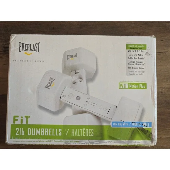 Everlast 2lb Dumbbells for Nintendo Wii Fit White Weighted Controller Shells 2pk