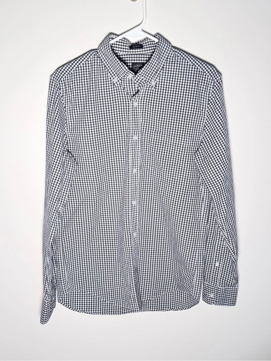 J. Crew Black and White Gingham Button-Down Shirt