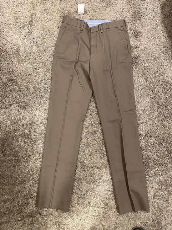 J. Crew Men's Straight-Leg Dress Pants in Olive Green