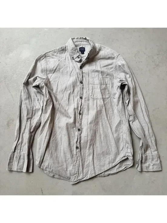 J.Crew Men's Light Gray Button-Down Long Sleeve Shirt Size Small Dress Shirt