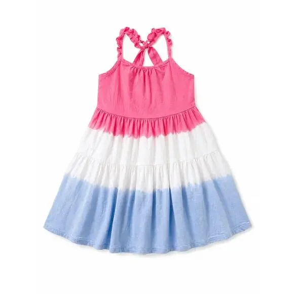 Cat & Jack Girls' Patriotic Dipped Dye Flutter Dress