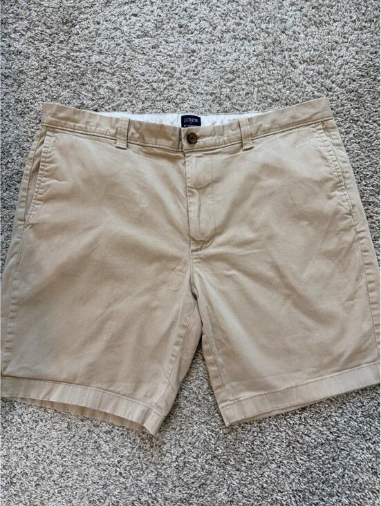 J.Crew Men’s Khaki Chino Shorts Flat Front 9” Inseam Size 36 Classic Preppy