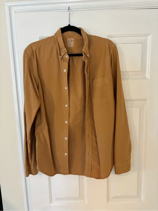 J Crew Men's Casual Button-Down Shirt in Camel Tan