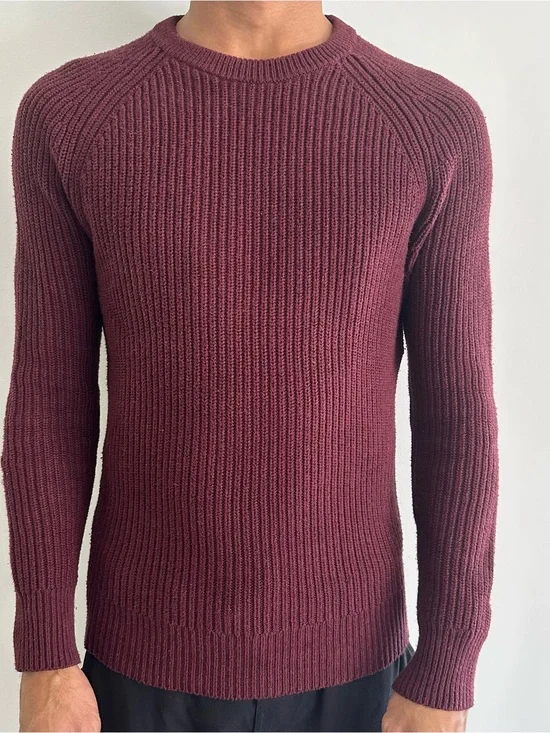 J. Crew Men's Ribbed Crewneck Sweater in Wine