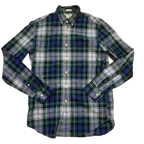 J Crew Classic Fit Plaid Button Down Shirt Mens Size‎ S Blue Green Red Cotton