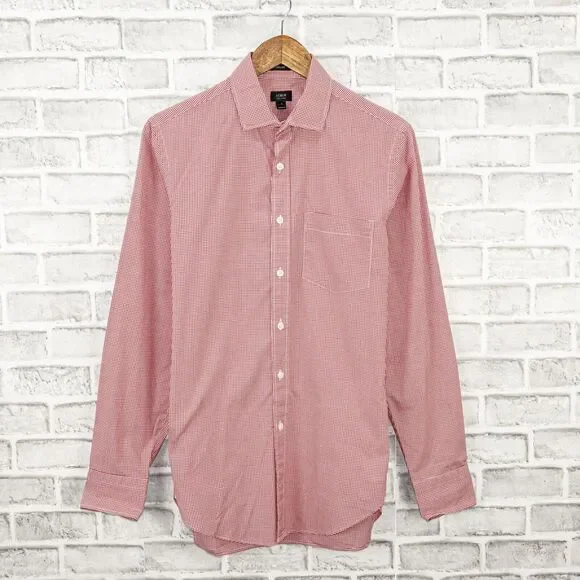 J.Crew Ludlow fit Button up Shirt Red mini Check 2-ply size Small