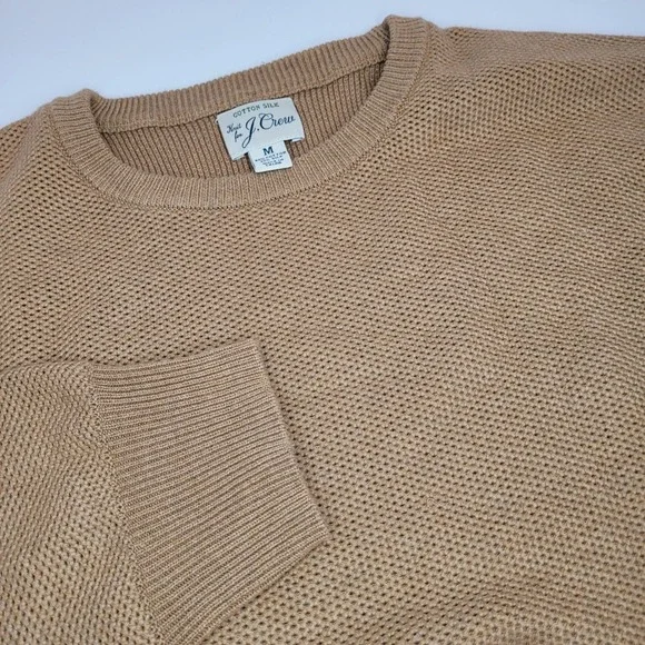 J. Crew Sweater Mens Medium Brown Excellent Cotton Silk Textured Knit Crewneck