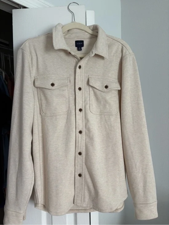 J. Crew Cream Button-Front Overshirt with Chest Pockets