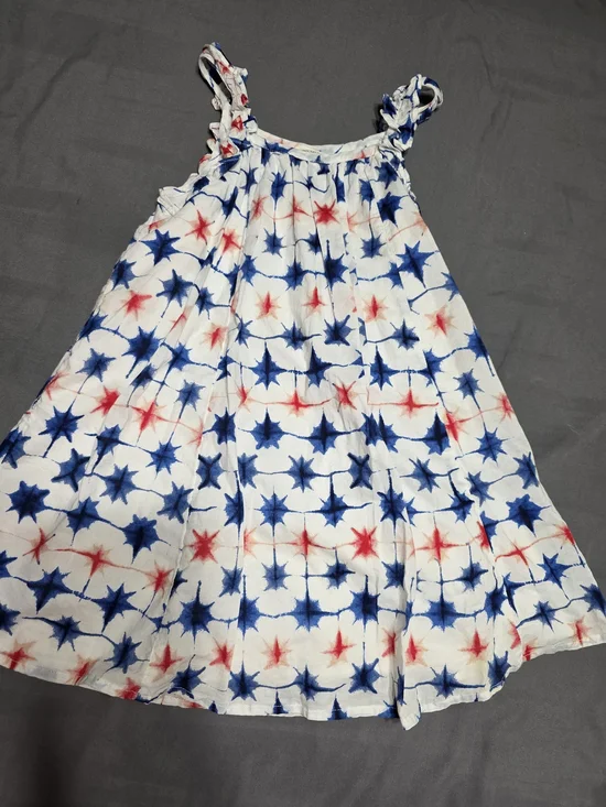 Crewcuts White Sundress with Blue & Red Star Pattern