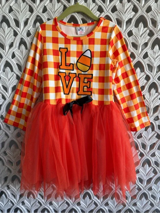 BMG Candy Corn Halloween Tutu Dress Girls XL