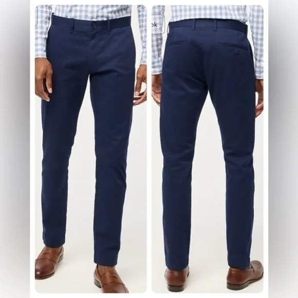 J Crew Straight Leg Flat Front Cuffed Chino Pants Navy Blue 36 NWT