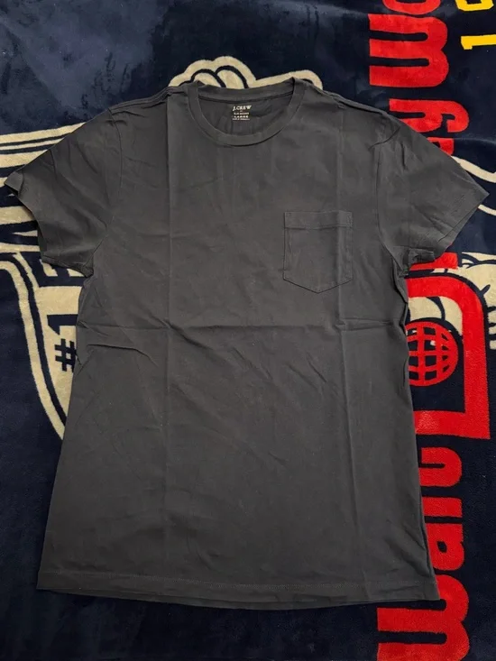 J. Crew Slim-Washed Pocket Crewneck T-Shirt Navy Blue Men’s Large L 100% Cotton