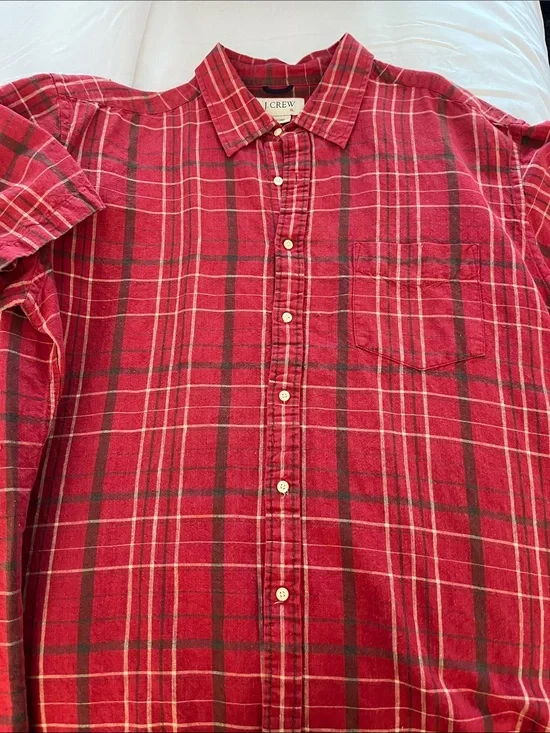 J. Crew Red Plaid Long-Sleeve Button-Down Shirt