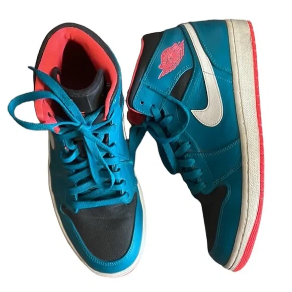 Air Jordan 1 mid infrared 23 tropical teal/black/white basketball sneake…