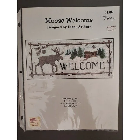 Imaginating Moose Welcome Cross Stitch Pattern Chart Diane Arthurs 1589 Vintage