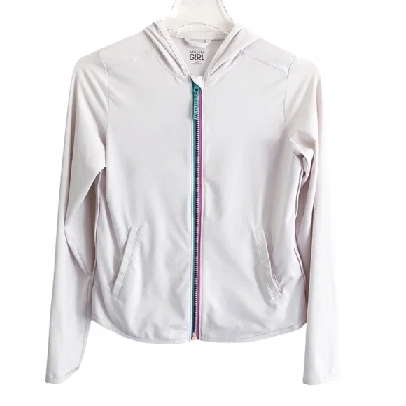 Athleta Girl Jacket Stunner Shade White Multicolored Zipper Size Large 12