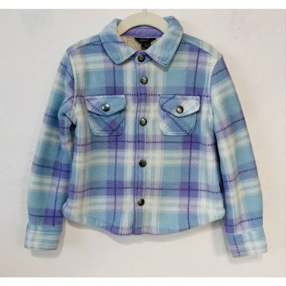 Eddie Bauer Blue And Purple Plaid Jacket   Girls Size 4/5