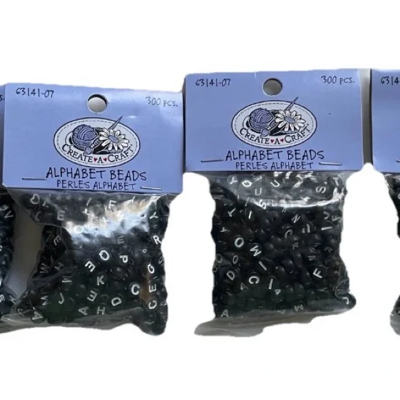 ALPHABET BEADS 4 Packs x 300 PCS Black and White For CRAFT Jewelry Making NEW