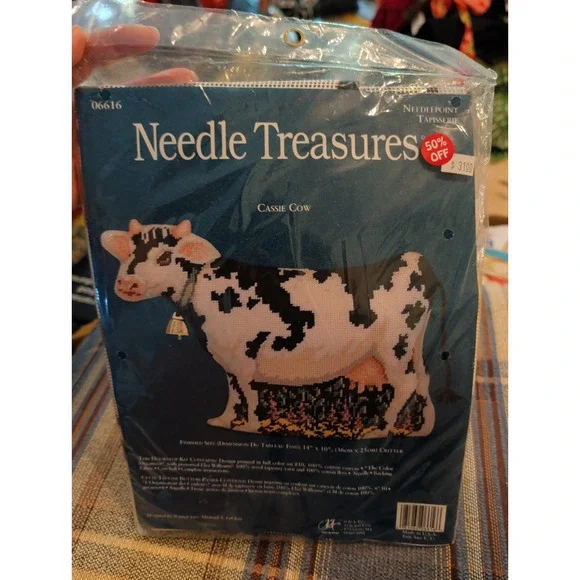 New RARE Needle Treasures Cassie Cow Door Stop Needlepoint Kit 06616 (14 X 10