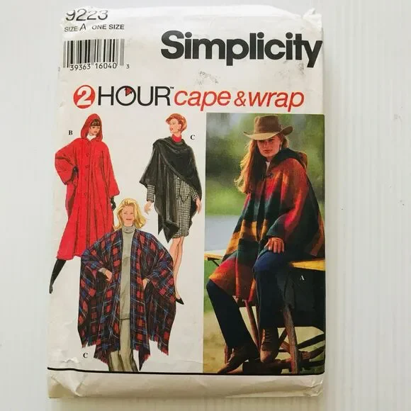 Vintage Simplicity 2 Hour Sewing Pattern 9223 Cape & Wrap One Size Uncut 1996