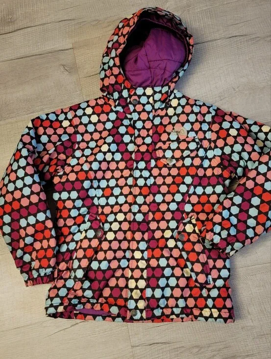The North Face Kids' Geometric Multi-Color Hooded Puffer Jacket