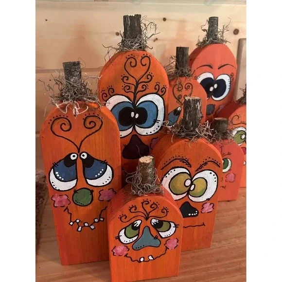 Handmade Country BUMkins From Pumpkin‎ Ville Hand Painted On 2x4 5
