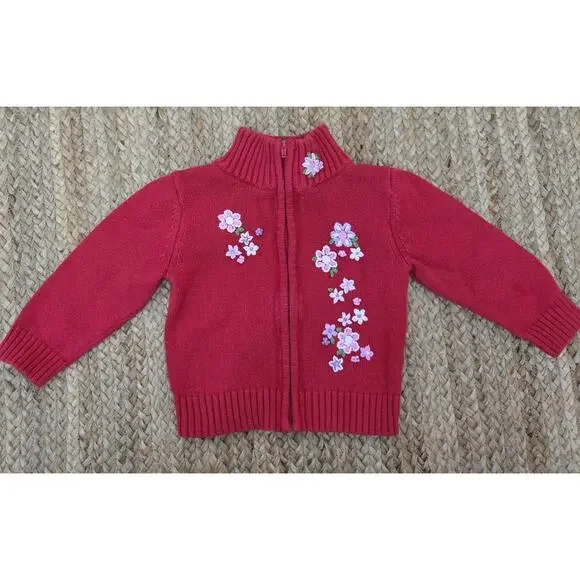 Wonder Kids Girls Size 18‎ mos Zip Up Long Sleeve Knitted Sweater Jacket