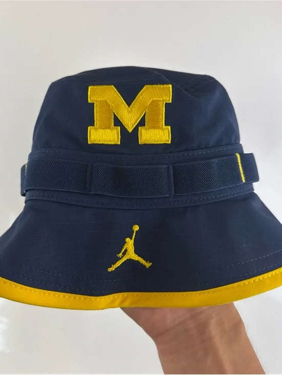 Jordan x Michigan Navy and Yellow Men's Bucket Hat