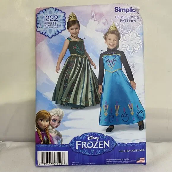 #1222 Simplicity Frozen Themed Children's Costume Sewing Pattern size 3-8