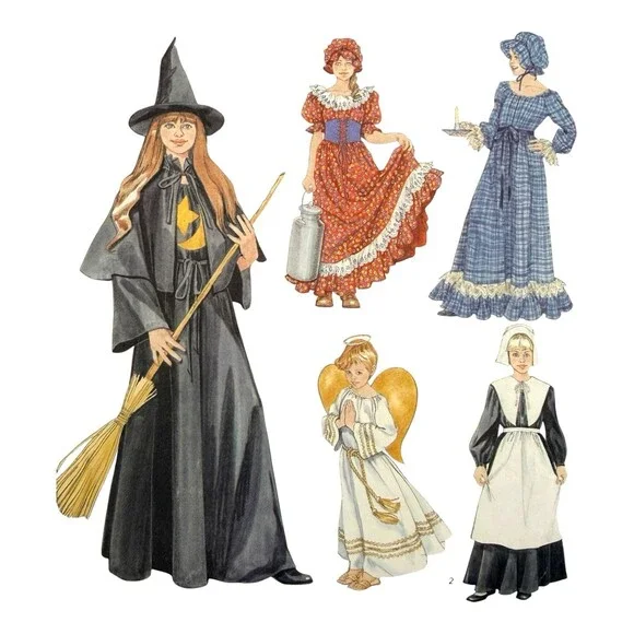 VTG 2003 Simplicity Sewing Pattern Girls Costumes Witch Pilgrim Angel 2-4 #5372