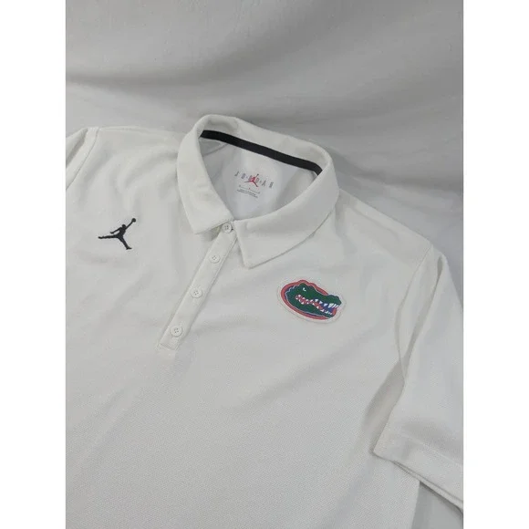 Florida Gators Shirt Polo Mens Medium Heavy Knit White NCAA Basketball Jordan