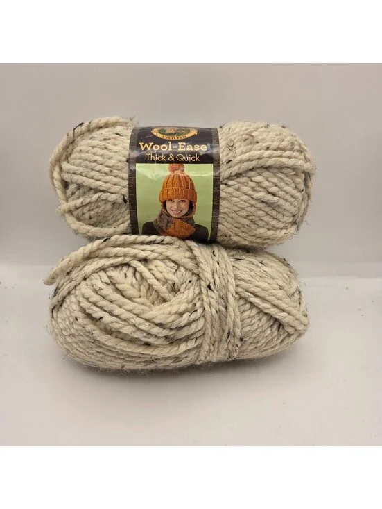 Lion Brand Wool-Ease Thick & Quick Yarn Lot 1.8 Skeins Oatmeal 123 Super Bulky #